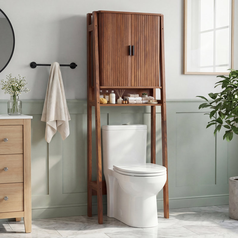 66.93"H Freestanding Over The Toilet Storage, Walnut