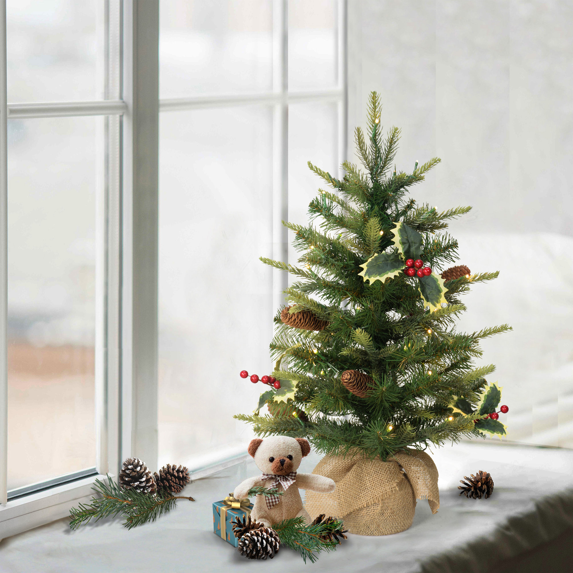 24' Lighted Artificial Pine Christmas Tree