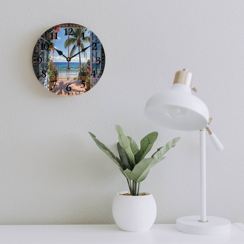 Horloge murale 12 po x 12 po Tropical Beach