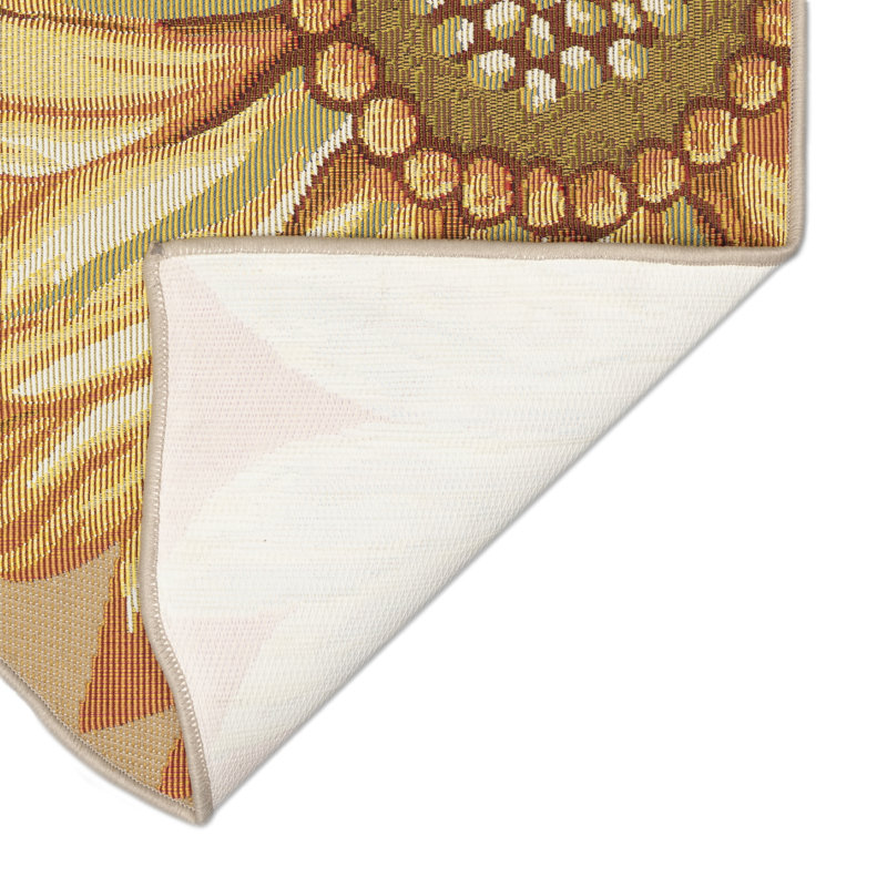 Antigona Floral Polyester Non-Skid Kitchen Mat, Novelty 3'3" x 2'1"