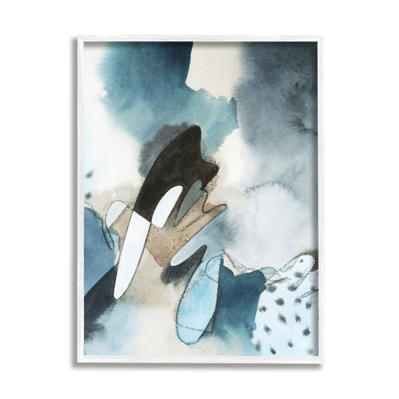 Peinture abstraite à motifs géométriques fluides par Grace Popp - peinture sur cadre flottant, H 20 po x l 16 po x P 1,5 po