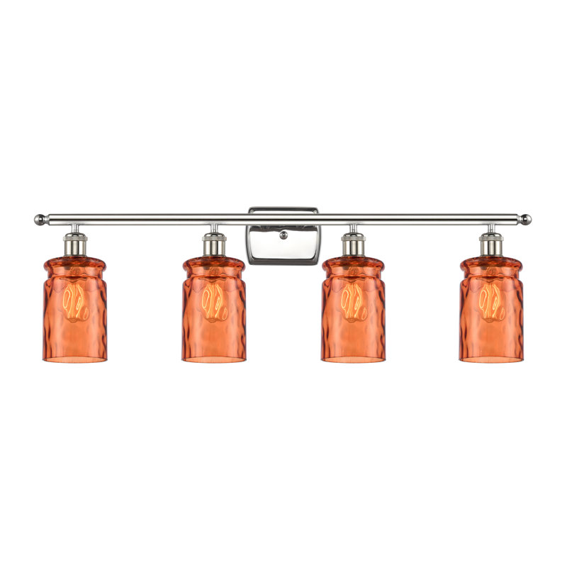 Éclairage de salle de bain à intensité variable 4 lumières Binkley, Ampoule incandescente rétro de 60 watts, Verre limpide
