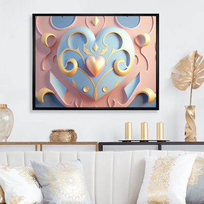 «Cheraw Contemporary Pastel Radiating Pink Heart II», reproduction sur toile