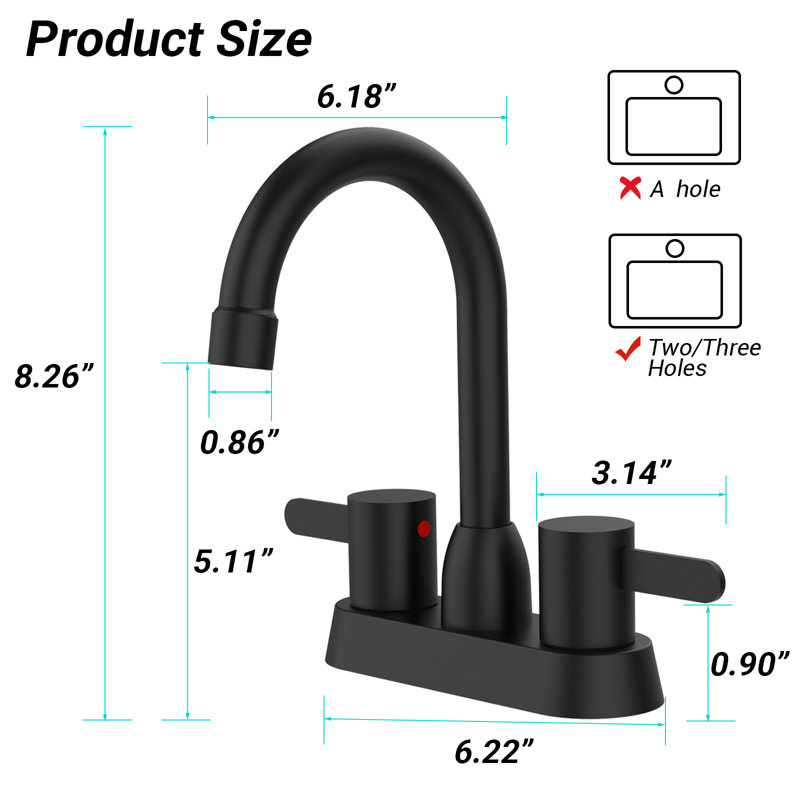 Centerset 2-handle Bathroom Faucet, Matte Black