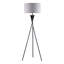 Lampe sur pied avec abat-jour tambour beige, base trépied en métal bronze 65 po