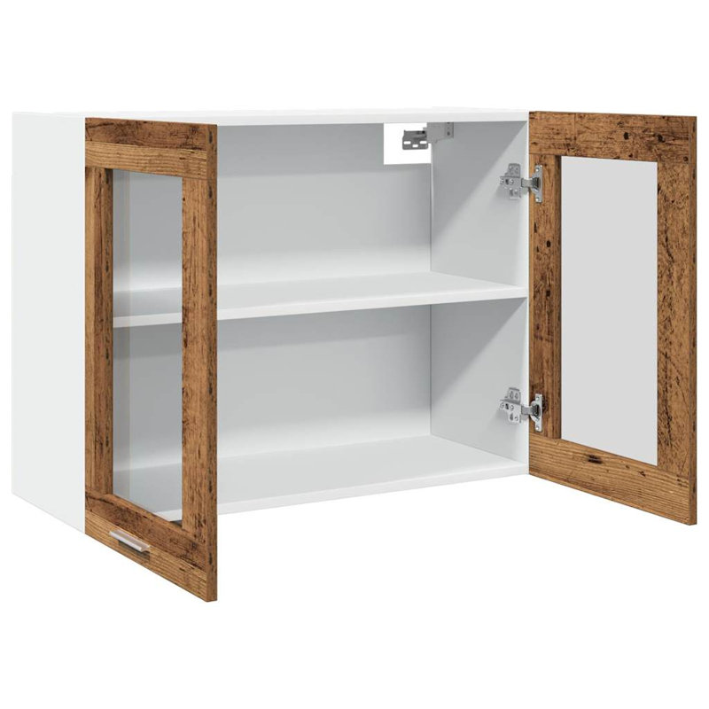 Hanging Glass Cabinet Lyon 80x31x60 cm Engineered Wood, Old Wood