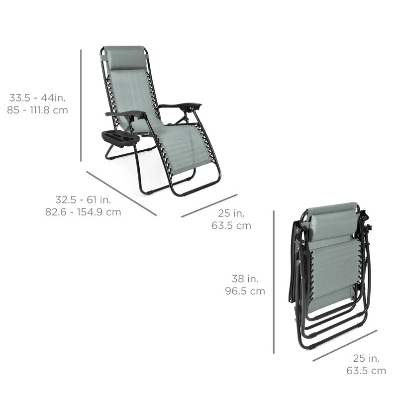 Nathen Zero Gravity Lounge Chair Recliners for Patio, Pool w/ Cup Holder Tray, Stardew