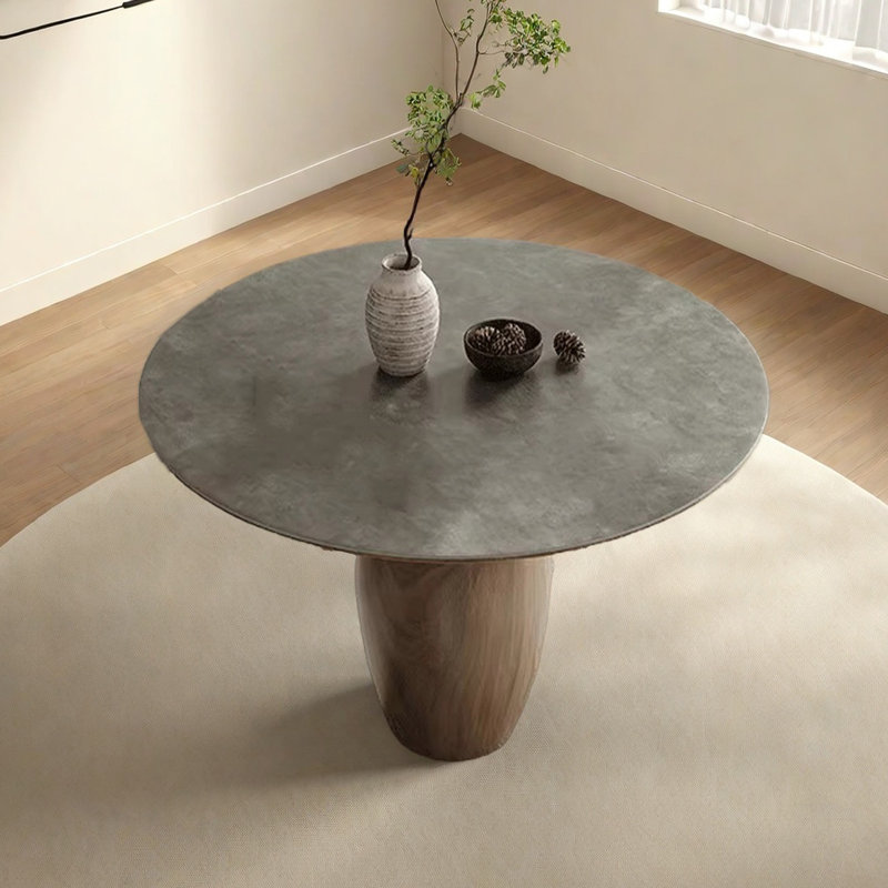 Table de salle à manger ronde en ardoise matte, 29.5"H x 43.3"L x 43.3"W