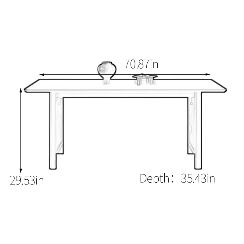 Table de table en pierre frittée une pièce sans soudure, H 29,53 po x L 70,87 po x l 35,43 po, Noir, Brun