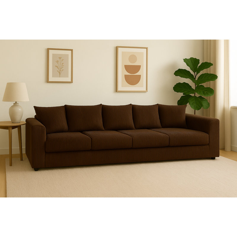 4 Seater Corduroy Sofa, Brown