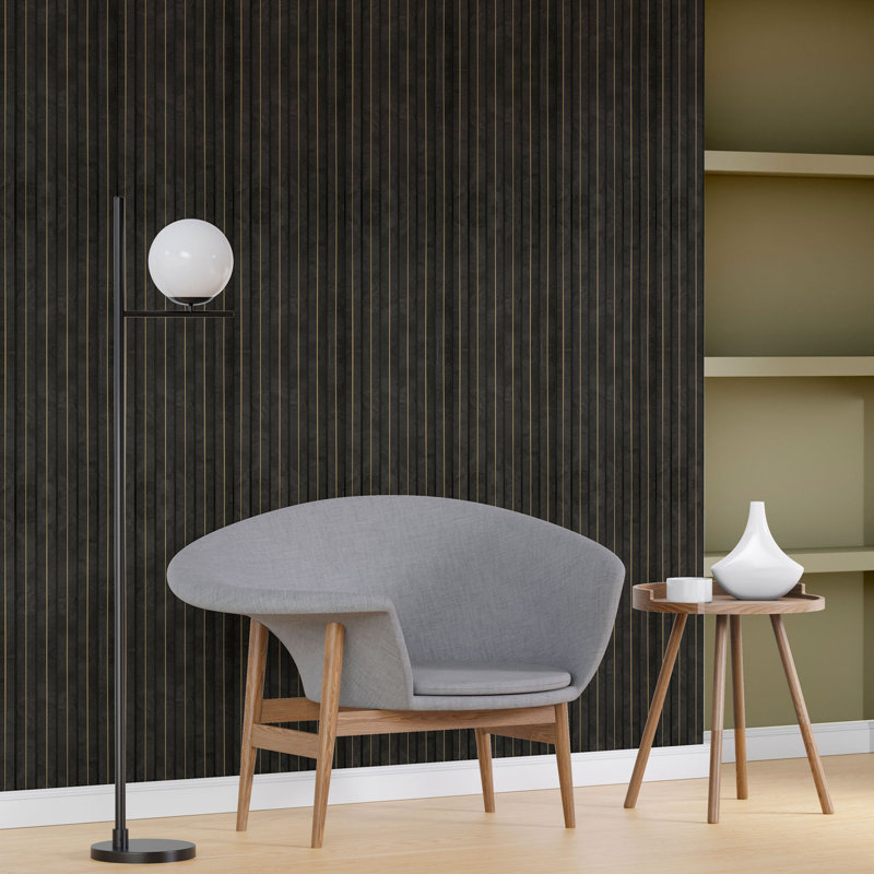 Murs en lattes de bois collées en polystyrène L 94,5 po x l 9,5 po x P 0,5 po Gilded Peaks, Ardoise