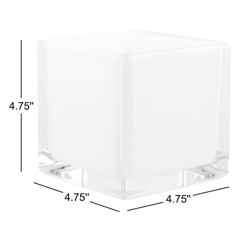 Clear With White Inside Cube Vase, White