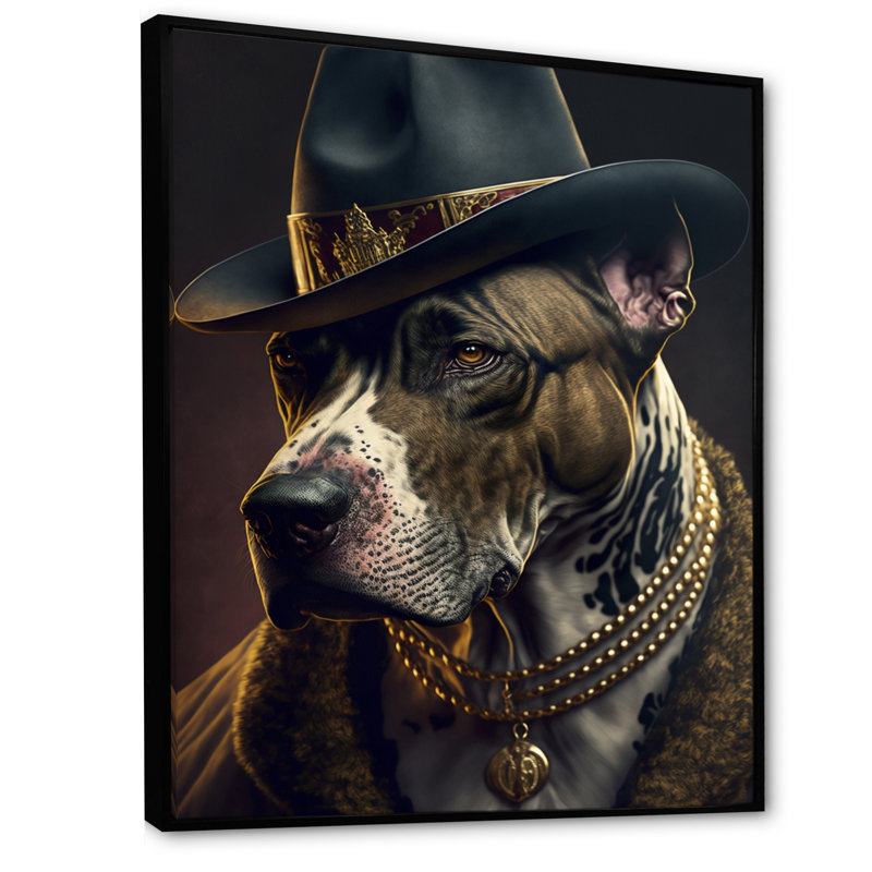 Mafia Pitbull II - impression sur toile, H 40 po x l 30 po x P 1,5 po, Cadre flottant noir