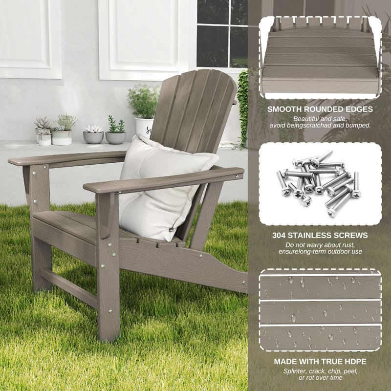 Hdpe Outdoor Adirondack Chair (set Of 4 ), Wood