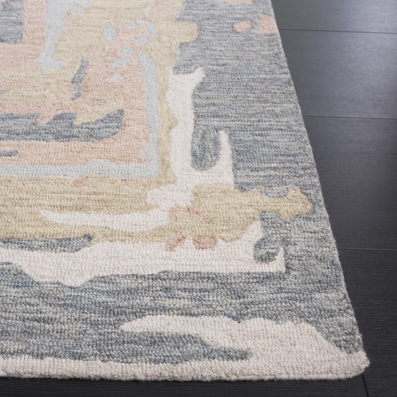 Ebony 924 Hand Tufted Wool/Cotton Abstract Rug in Gray/Ivory, Runner 2'3" x 9'