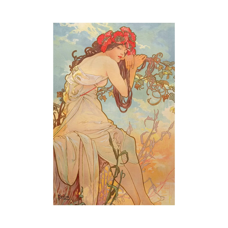 The Seasons Summer, 1896 by Alphonse Mucha - Wrapped Canvas Painting, 101.6 cm H x 66.04 cm W x 1.91 cm D