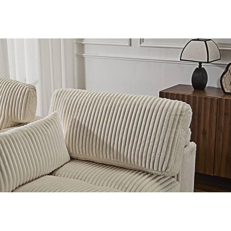 Fauteuil de salon rembourré, canapé-lit, Velours côtelé blanc