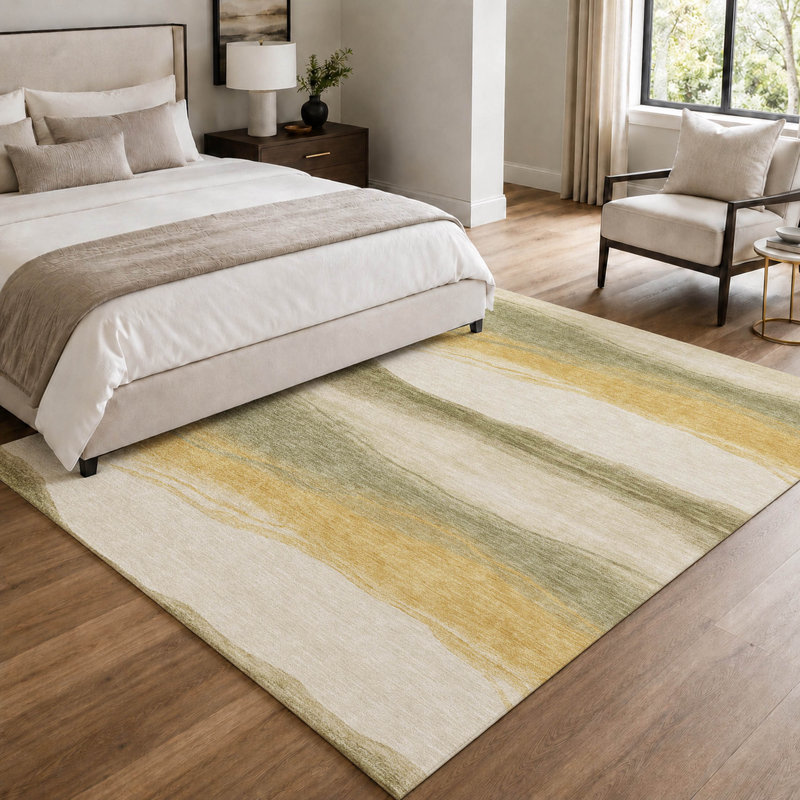 Tapis intérieur / extérieur lavable à la machine Chantille ACN2967, Doré, 9 pi x 12 pi
