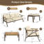 Ensemble de conversation de patio 6 pièces avec détails en bois d'acacia, canapé 3 places, 2 fauteuils, 2 repose-pieds et table basse