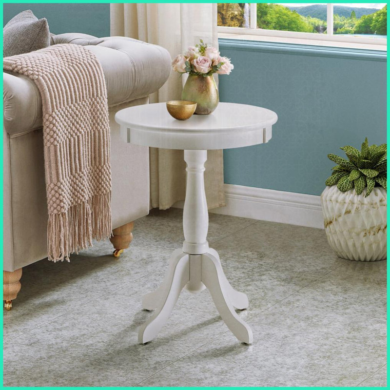 Table basse blanche de style chalet avec piédestal tourné - surface spacieuse et amp; Pieds stables pour le salon, Blanc