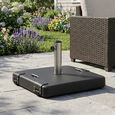  Atakan 114 Lb. Resin and Concrete Free Standing Umbrella Base with Wheels