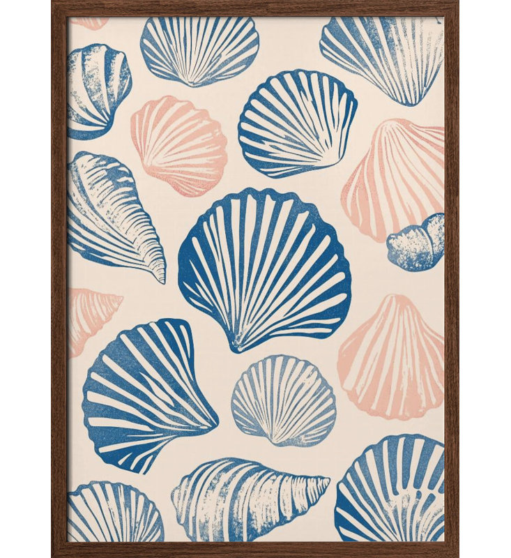 "Seashell", art mural texturé encadré, Encadrement brun, H 14 po x l 10 po