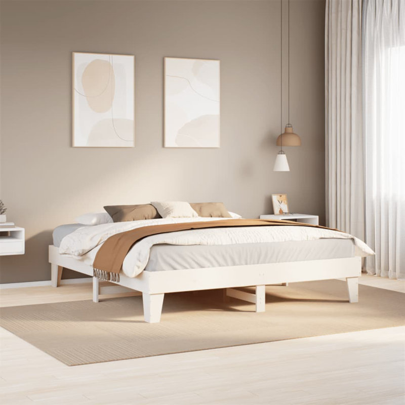 Solid Wood Bed, Small Single (2'6), White