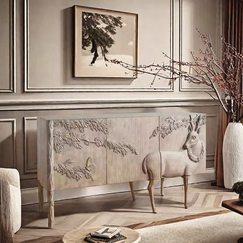 Armoire de salle à manger légère et luxueuse, Brun orangé