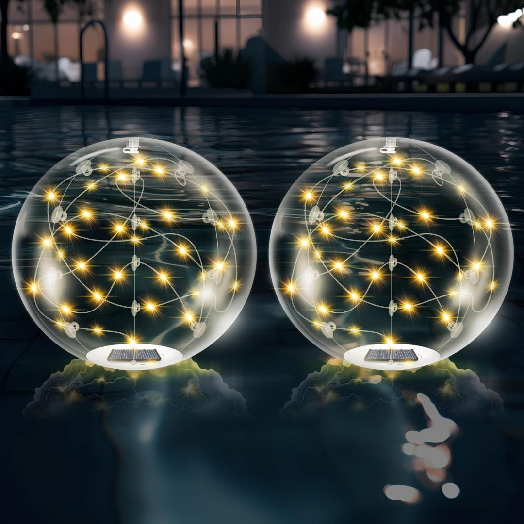 Fresh Fab Finds 2Pcs 14” Floating Pool Lights Solar Powered IP68 Inflatable LED Balls w/ Remote main image 0