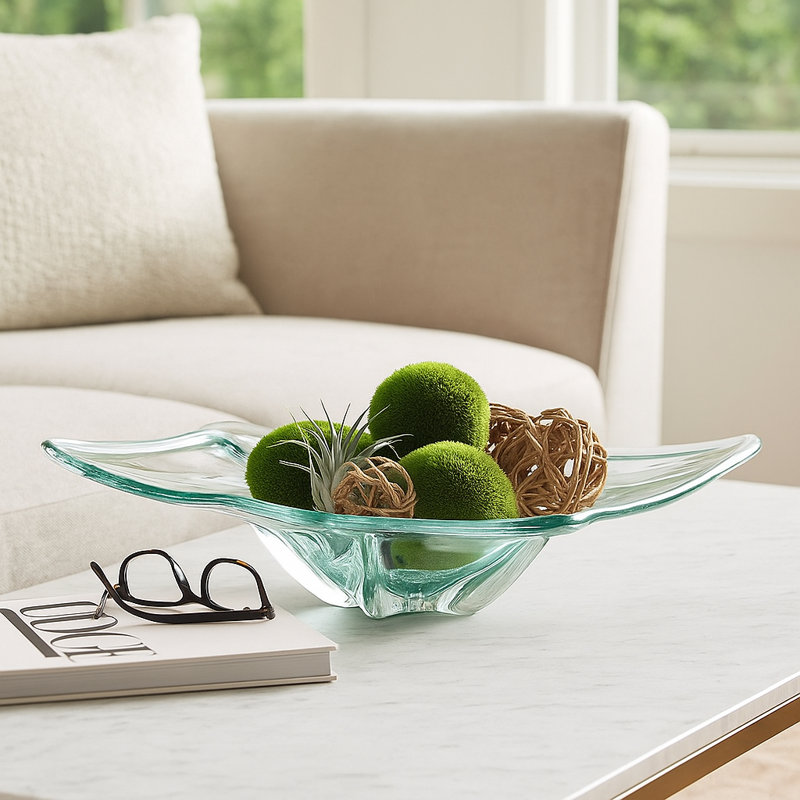 Handmade Glass Decorative Bowl, Teal