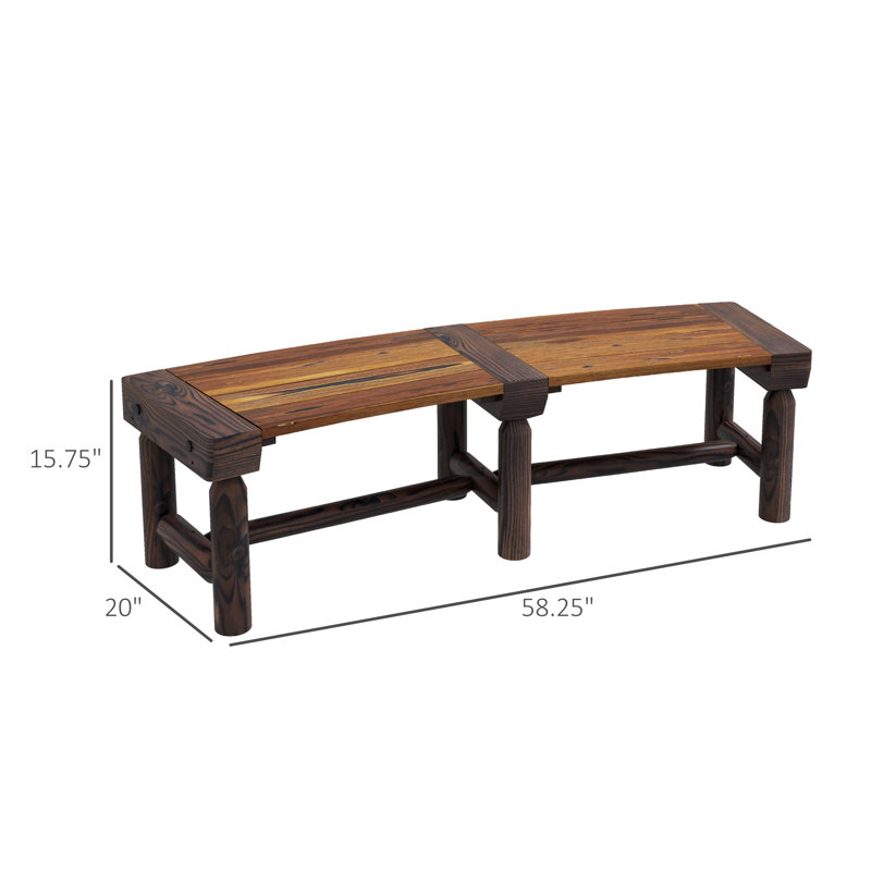 Banc de jardin semi-circulaire en bois Outsunny, siège enveloppant pour terrasse, jardin et patio, brun