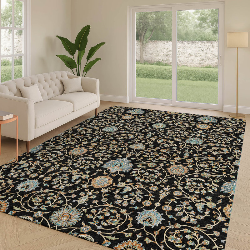 Machine Washable Indoor/Outdoor Chantille ACN2758 Global Rug, 3' x 5', Black