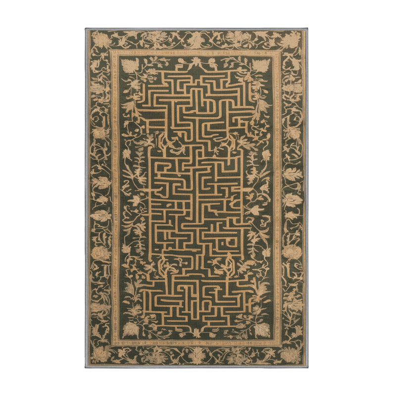 Tapis brun français lavable à la machine, Rectangle 7 pi x 9 pi