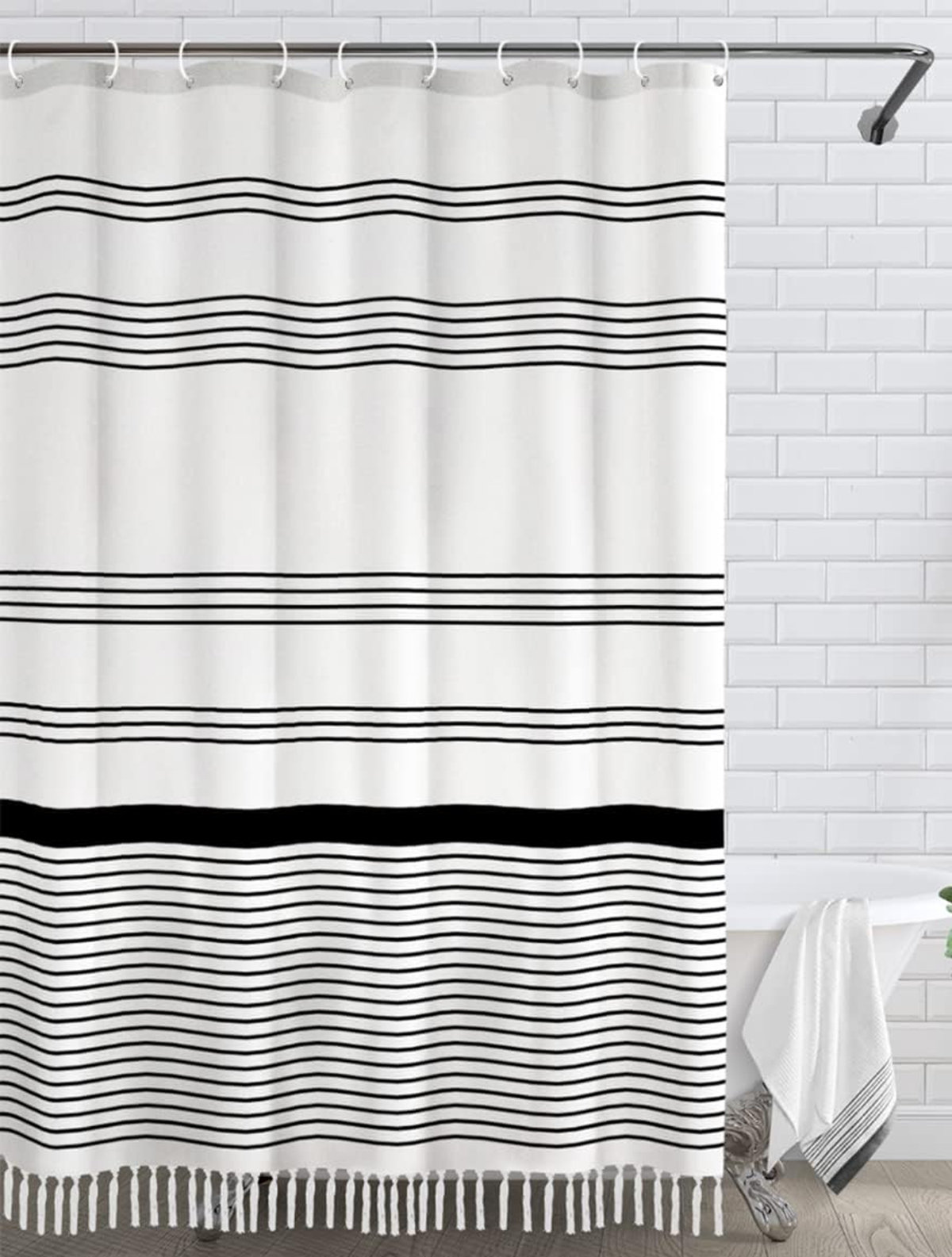 Beachcrest Home Gisele Linen Blend Striped Shower Curtain | Wayfair