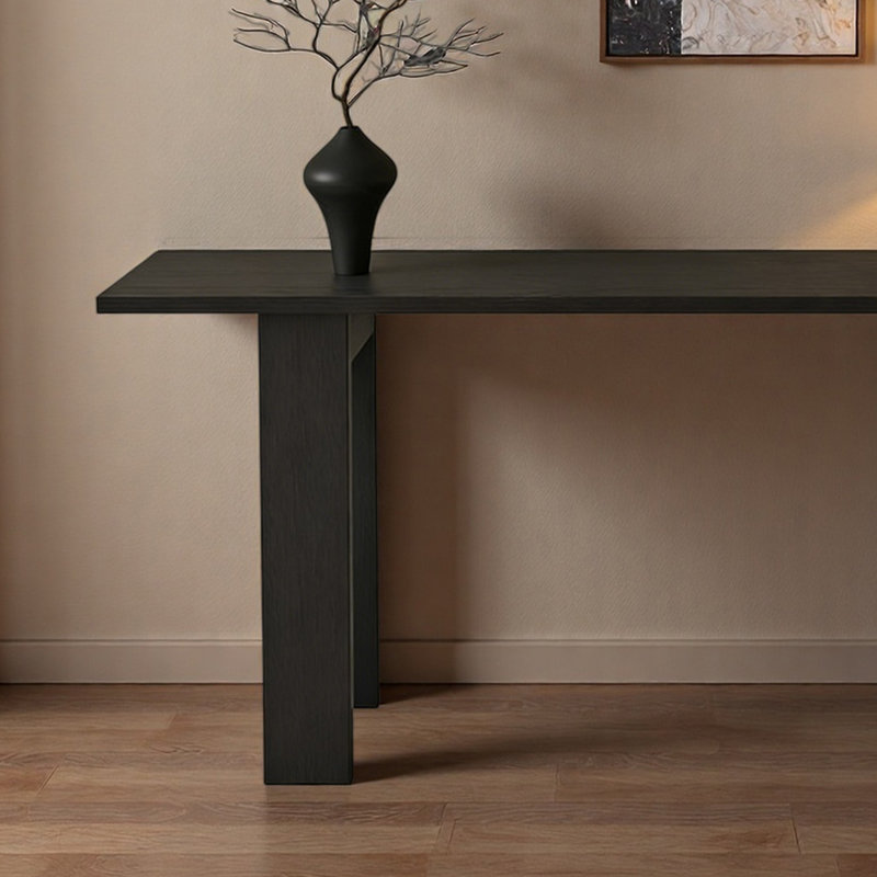 Console de hall d'entrée en bois de pin massif, Noir, H 31,5 po x l 47,24 po x P 13,78 po