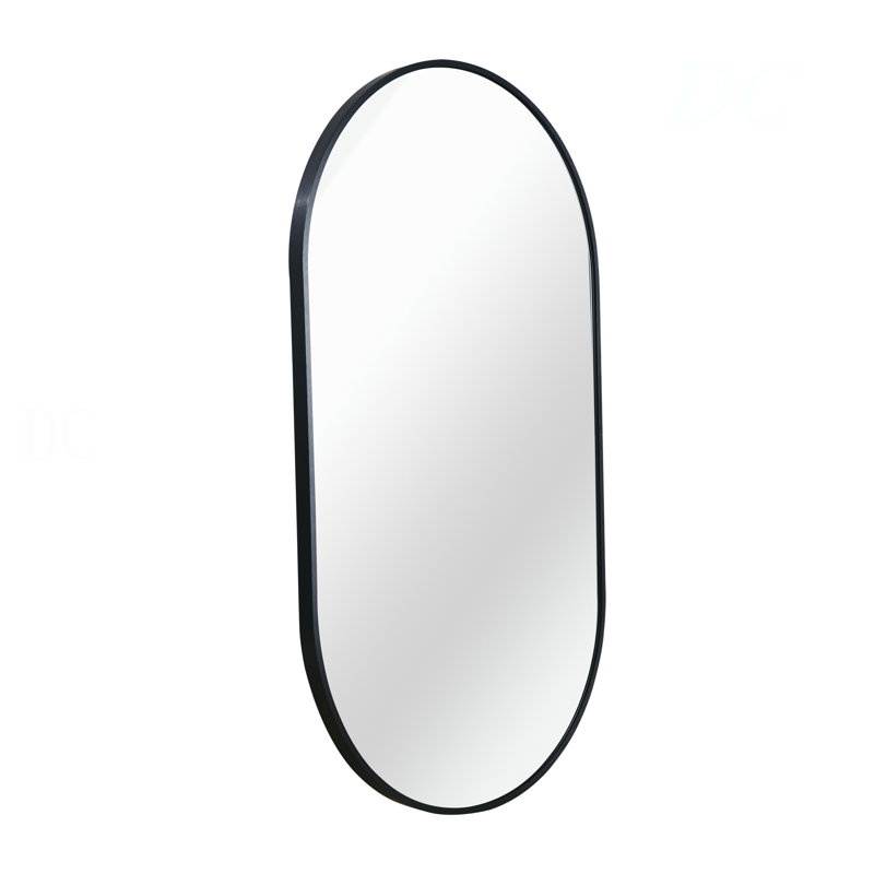 Miroir ovale en métal 20 po x 28 po, Noir, 28,02 po x 20,02 po