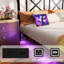 Ensembles de chambre à coucher 3 pièces, cadres de lit flottants en métal avec station de charge USB et lumières DEL et deux tables de chevet murales