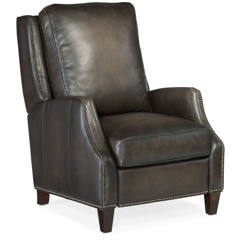 Elicce Leather Power Recliner, Brown Genuine Leather, Manual