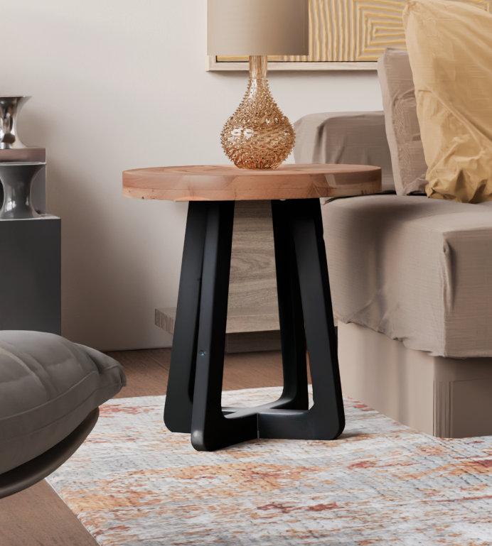 17 Stories Round Solid Wood End Table | Wayfair