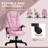6 Point Vibrating Massage Office Chair With Heat, Linen High Back Executive Office Chair With Reclining Backrest, Padded Armrests Remote-1524557921