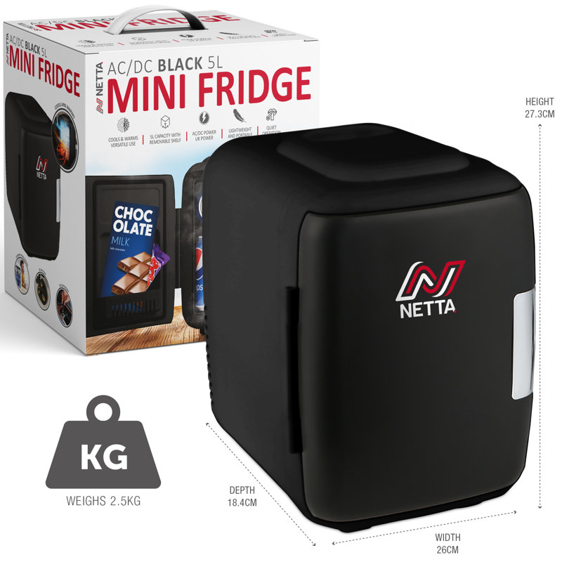 NETTA 5L Mini Fridge - For Bedroom, Skincare, Office with Cooling And Warming Function, Black
