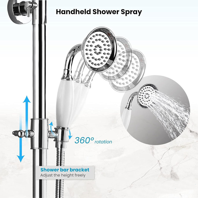 Polished Chrome Brass Rain Shower System Set