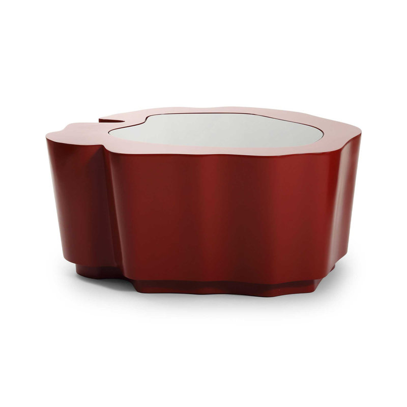 Amorphous Cocktail Table W/Glass Top, Red