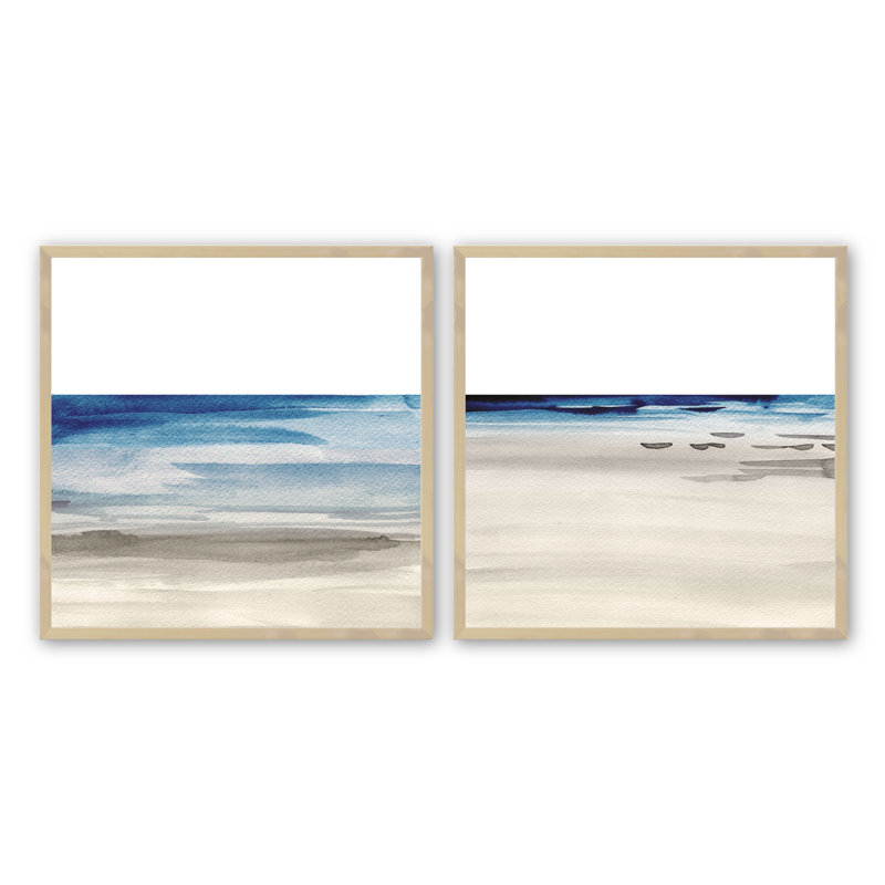 «Coastal Serenity», impression sur papier 2 pièces, H 21,5 po x l 21,5 po x P 1 po, Érable brut