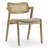 Set of 2 Azula Beige Fabric Dining Chair with Rattan Back and Washed Wood Legs-1791121684
