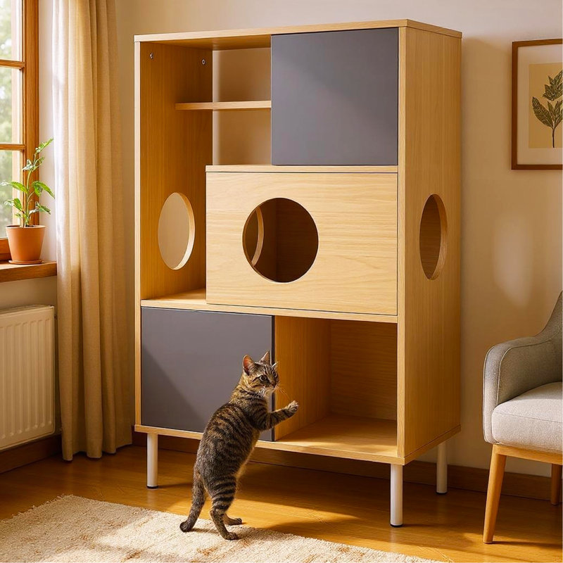 Étagère pour arbre à chat avec bibliothèque