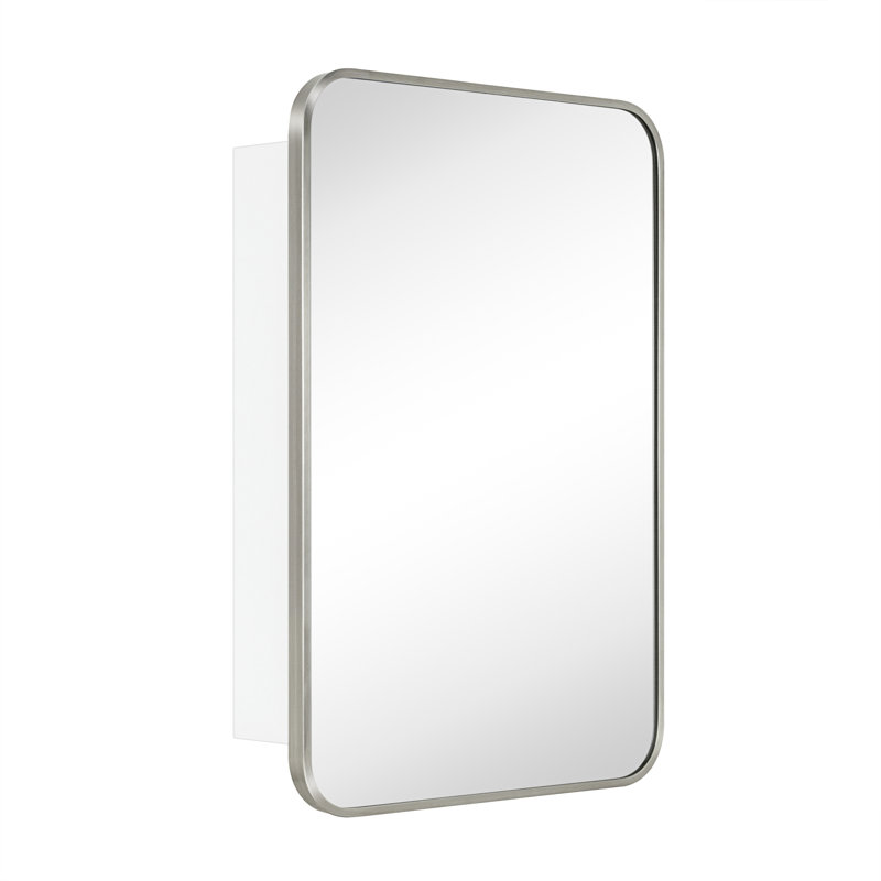 Garnes Recessed or Surface Mount Framed Medicine Cabinet with Adjustable Shelves, 24" H x 16.5" W x 4.84" D, Brushed Nickel
