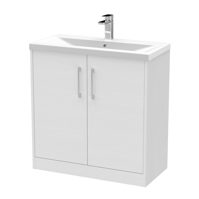 Juno 800mm Single Bathroom Vanity with Integrated Vitreous China Basin, White Ash