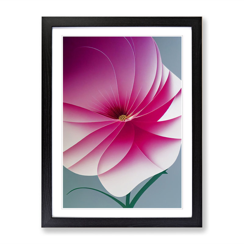 FRM-V0523-364X Carnation Flower Suprematism 1 Piece Single Picture Frame Wall Art, 64cm H x 46cm W x 2cm D, Black Framed