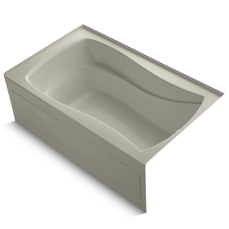 Mariposa 60" x 36" Alcove Soaking Acrylic Bathtub, Sandbar, Right